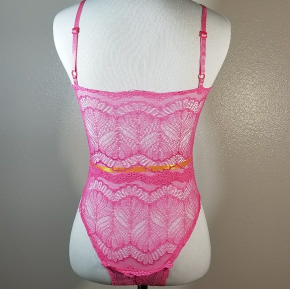 Sheer Pink Lace Bodysuit - Picture 6 of 7